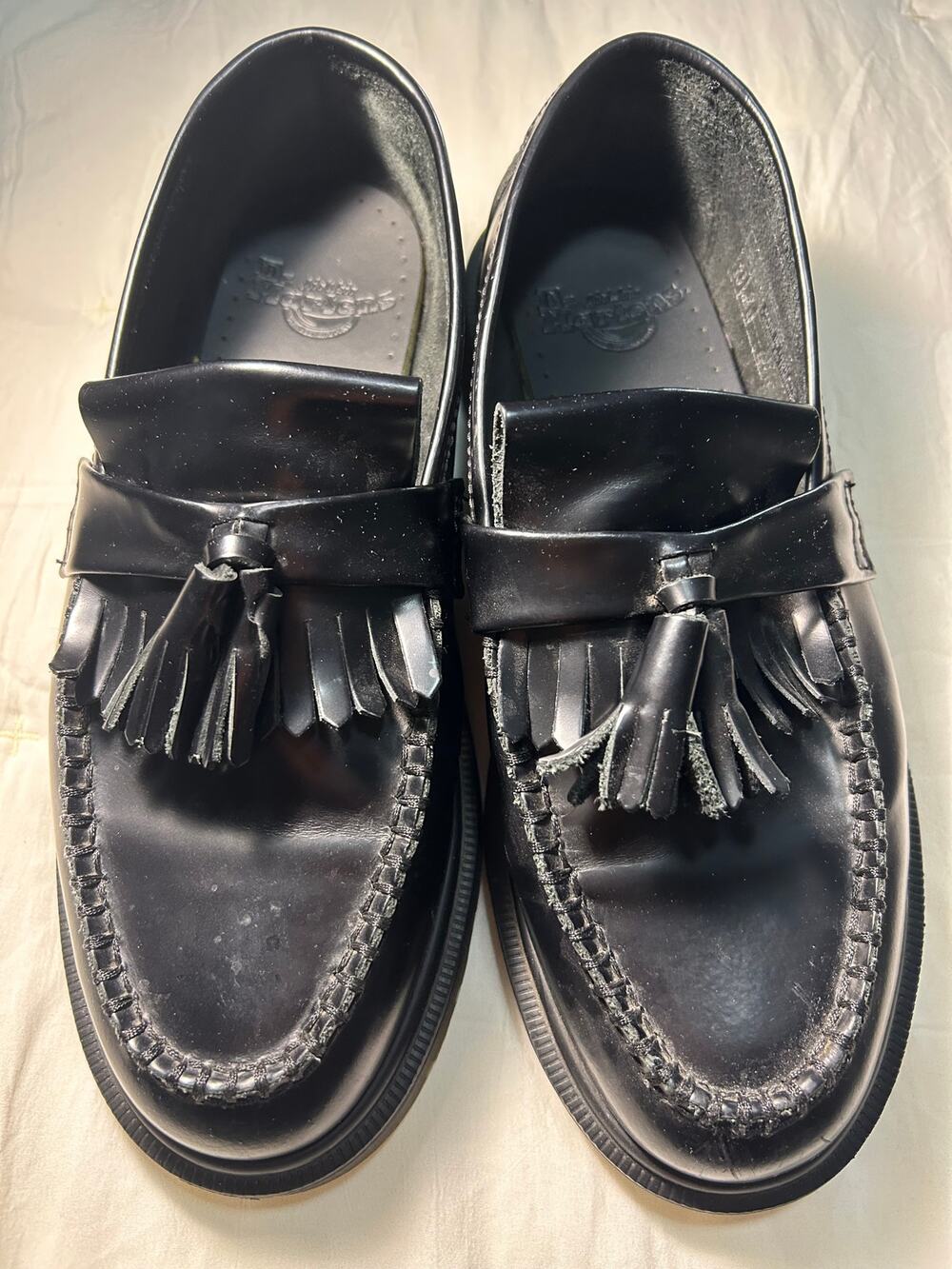 Dr. Martens Black Leather Tassel Kiltie Loafers Slip On Shoes